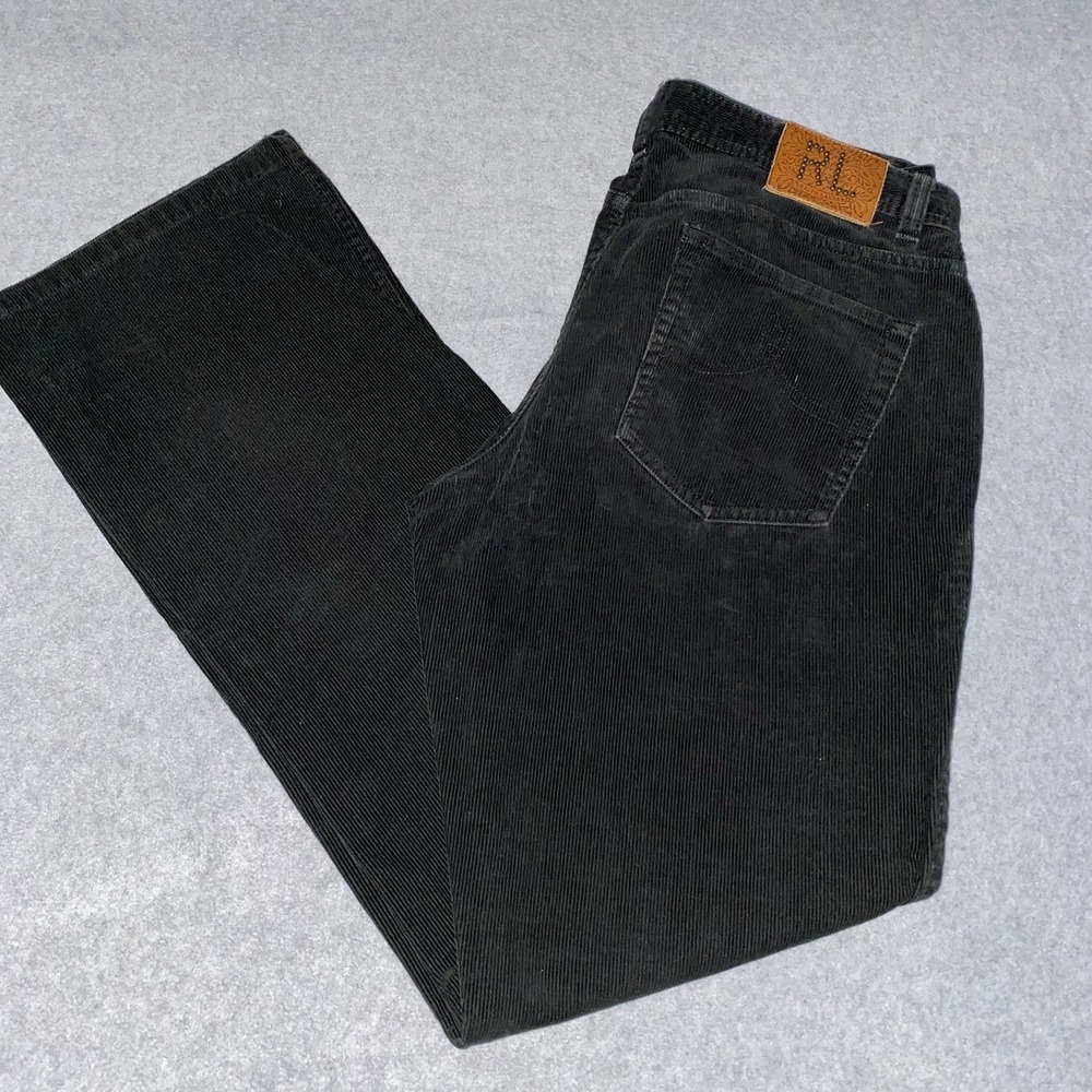 Ralph Lauren Sport Women's 8 Black Corduroy Jeans RL Stud Patch Y2K Straight Leg - Picture 16 of 16